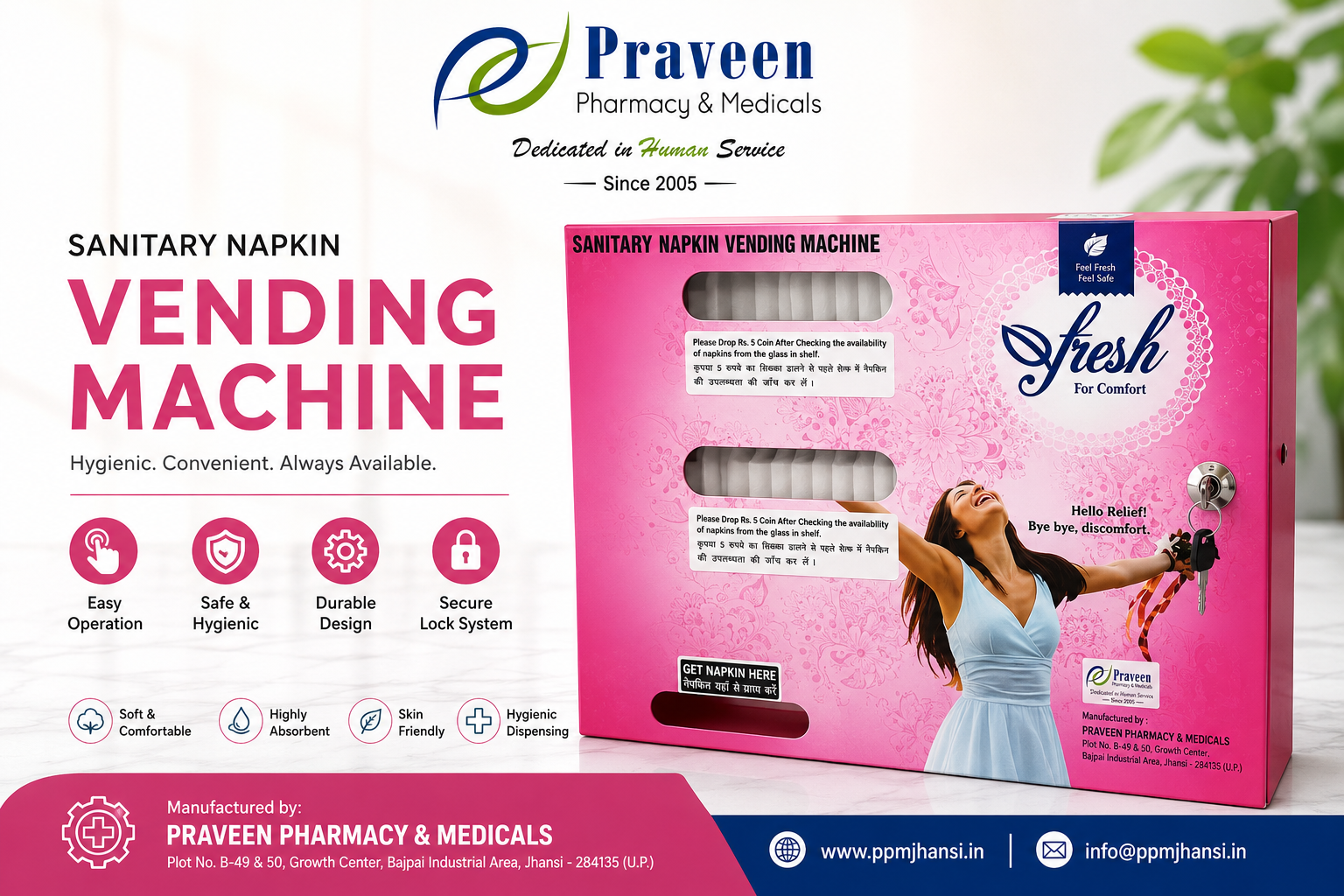Sanitary pad dispensing machine